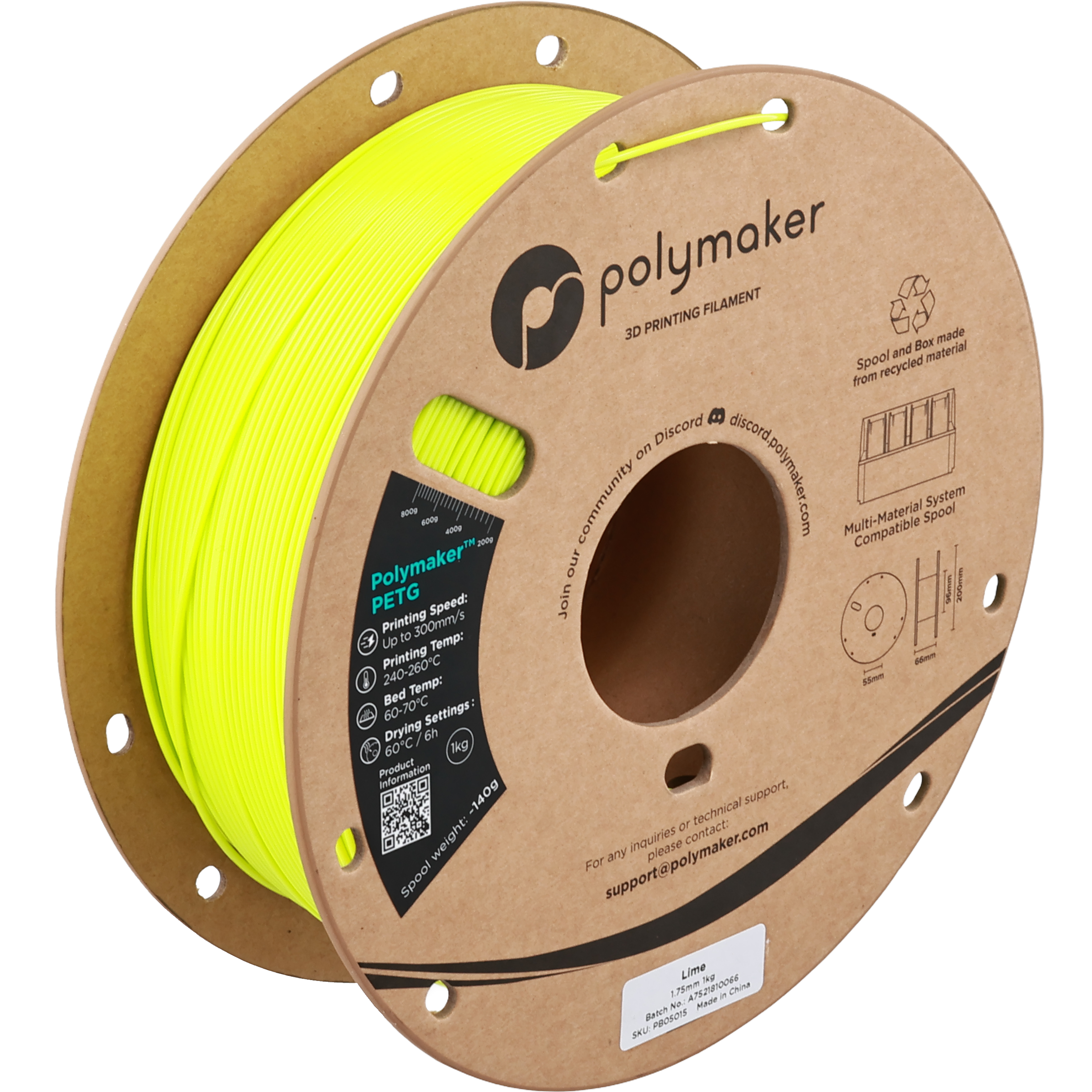 Refil Filamento PETG – Verde-Limão - Polymaker