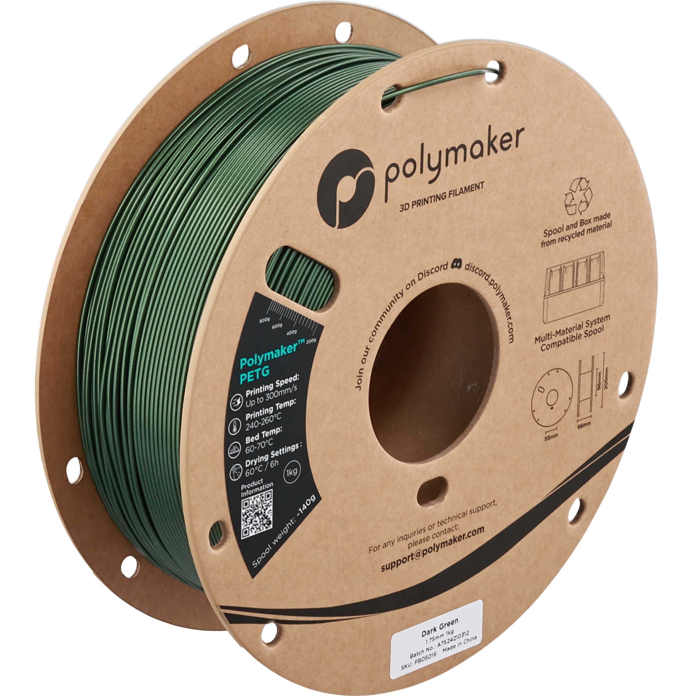 Refil Filamento PETG – Verde Escuro - Polymaker