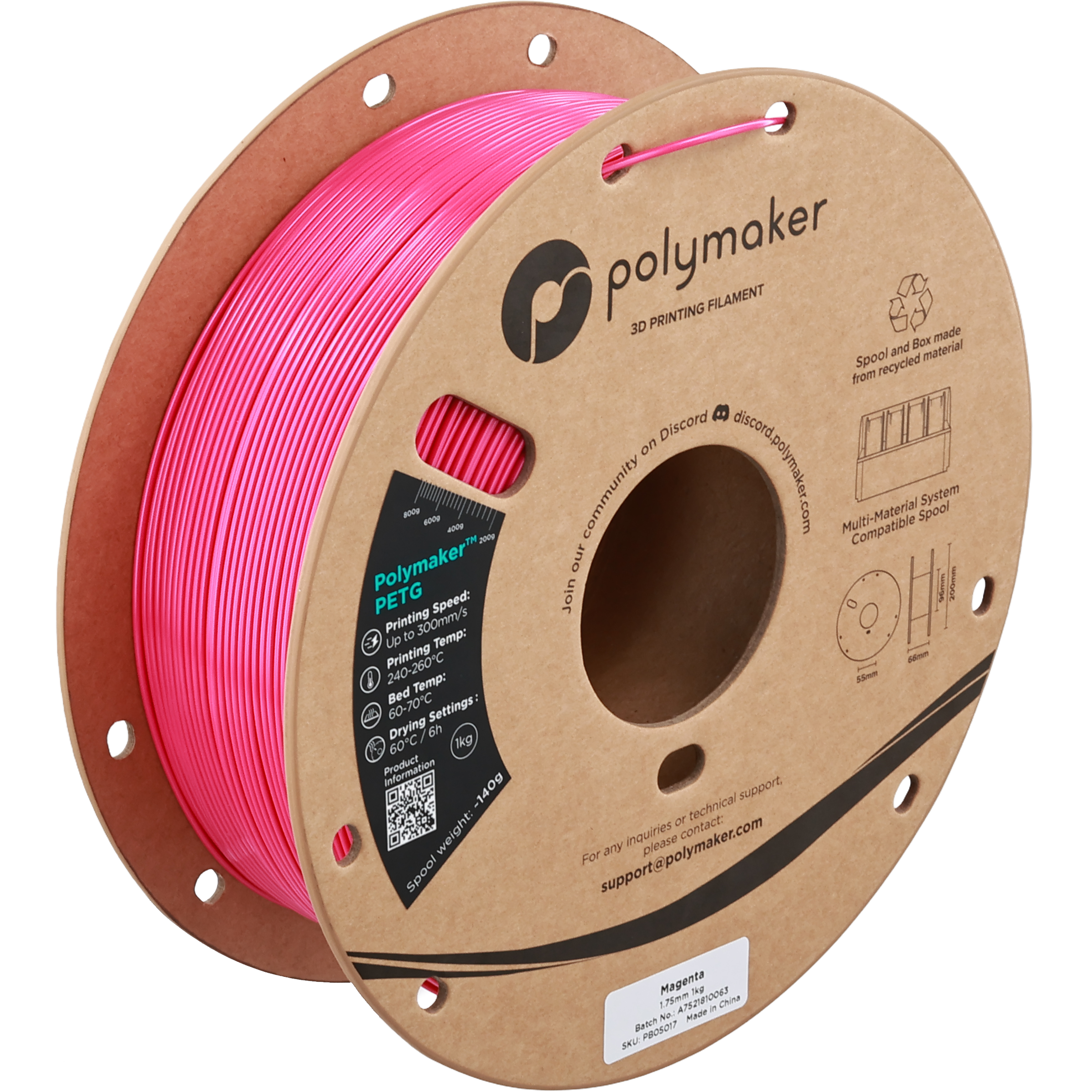 Refil Filamento PETG – Magenta - Polymaker