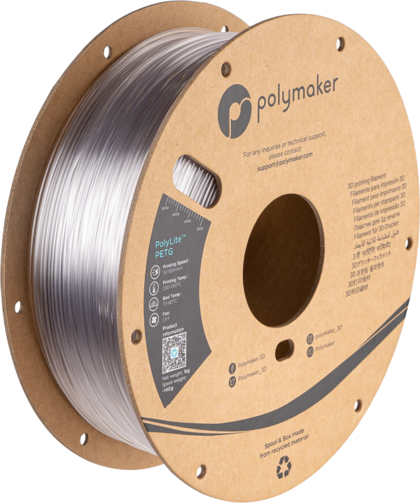 Filamento PETG – Polylite Clear 1,75Mm 1,00 Kg - Polymaker