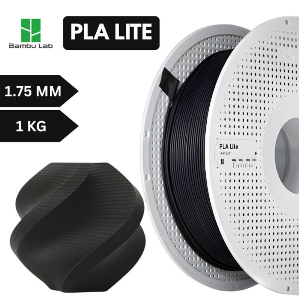 Filamento Bambu Lab PLA Lite preto com carretel reutilizável de 1 kg