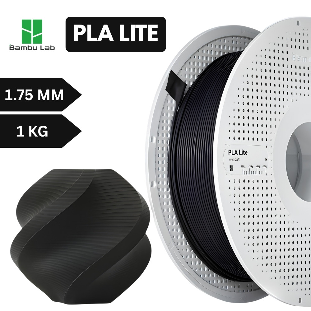 Filamento Bambu Lab PLA Lite preto com carretel reutilizável de 1 kg